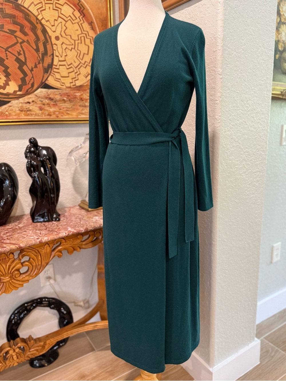 Diane Von Furstenberg Emerald Green Wrap Midi Dress